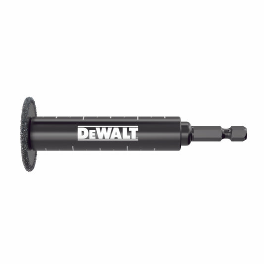 DeWalt Innenrohrschneider für PVC-Rohre, 34mm Durchmesser, für die Verwendung mit Schraubern, 1/4" Aufnahme, seitliche Betrachtung