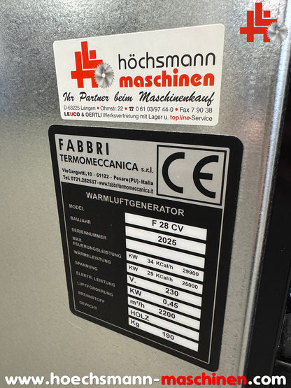 Fabbri F28CV - Warmluftofen Werkstattofen gemäß BImSchV