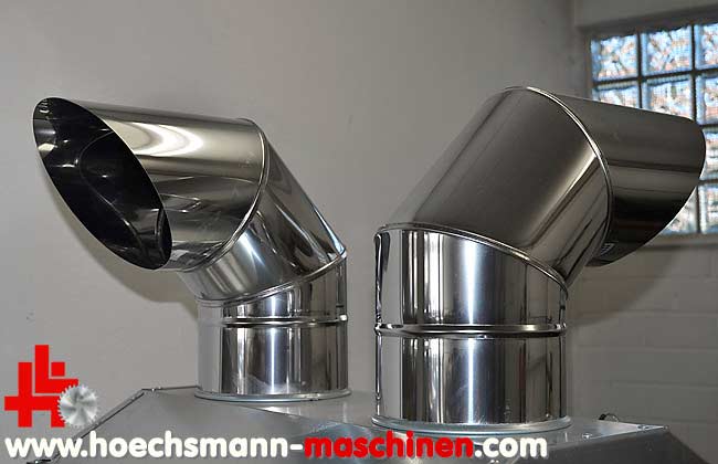 die oberen Edelstahl-Warmluftausgänge eines Fabbri F28CV Pro Werkstattofen in der Ausstellung bei höchsmann maschinen GmbH in Langen